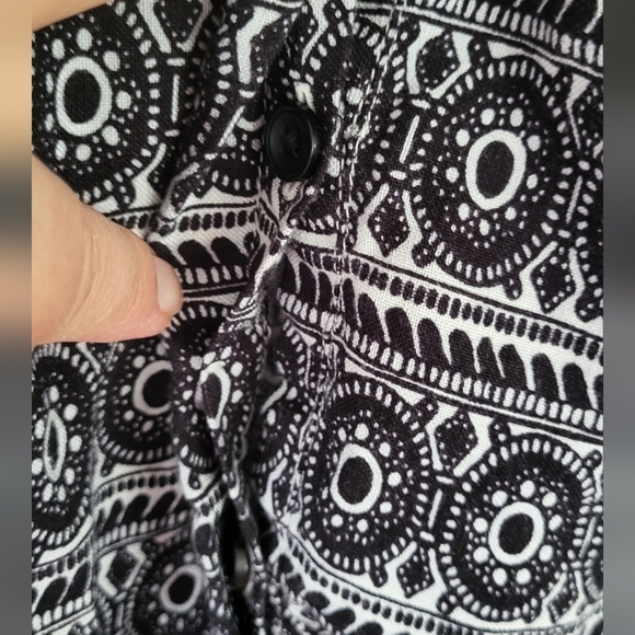 Loft Abstract Print Linen Blend Popover Sleeveless Romper - Picture 4 of 8